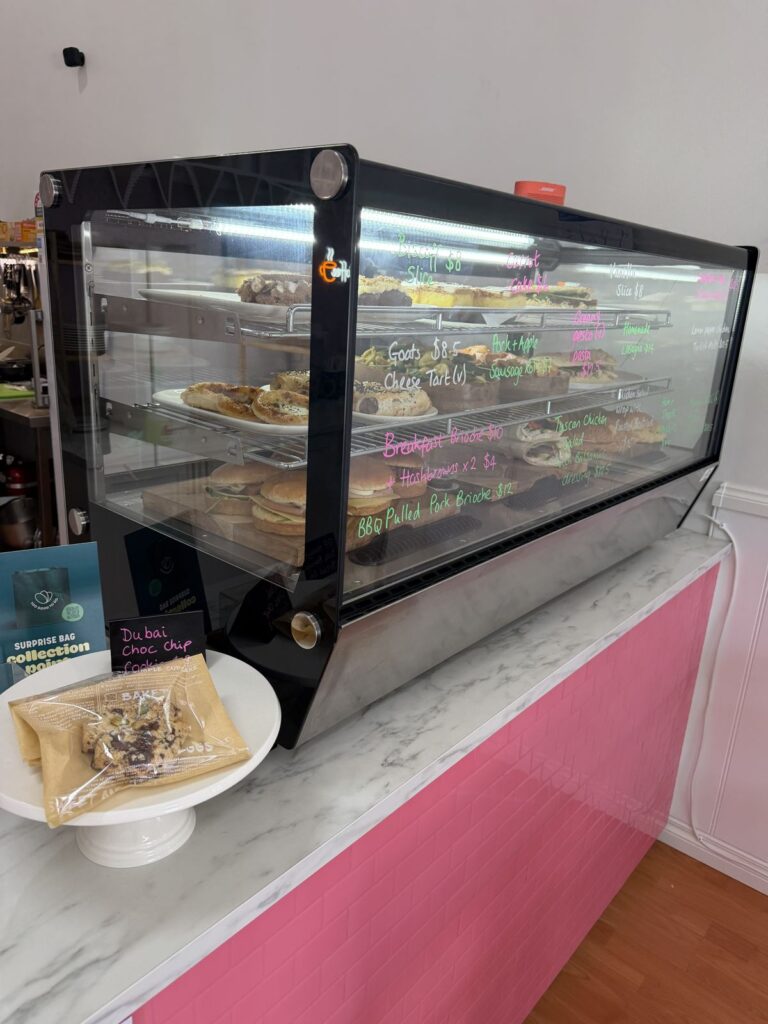 Cake cabinet with homemade desserts