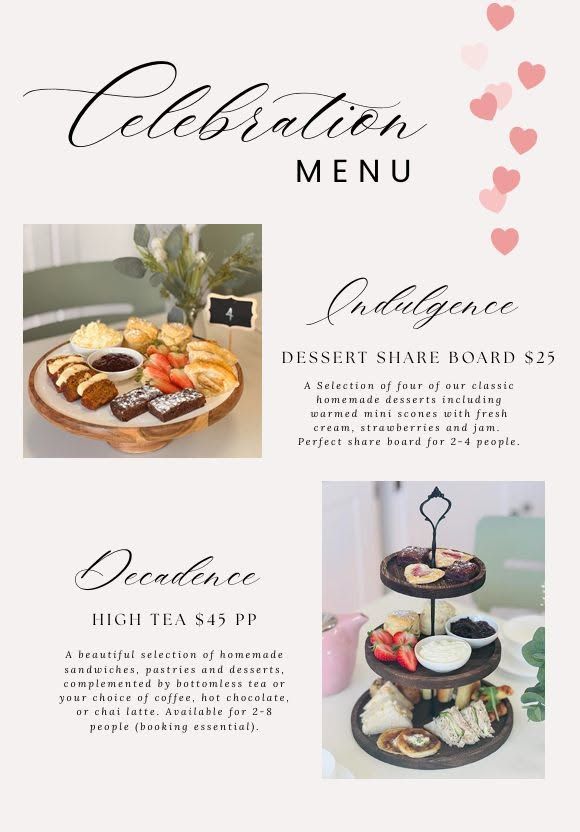 Celebration menu with high tea